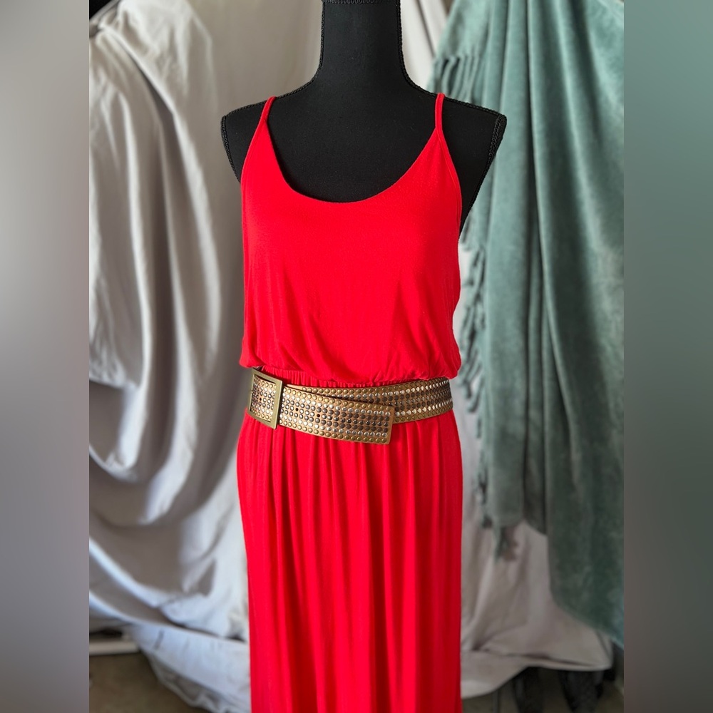 Red Ruffled Asymmetrical Midi Sundress